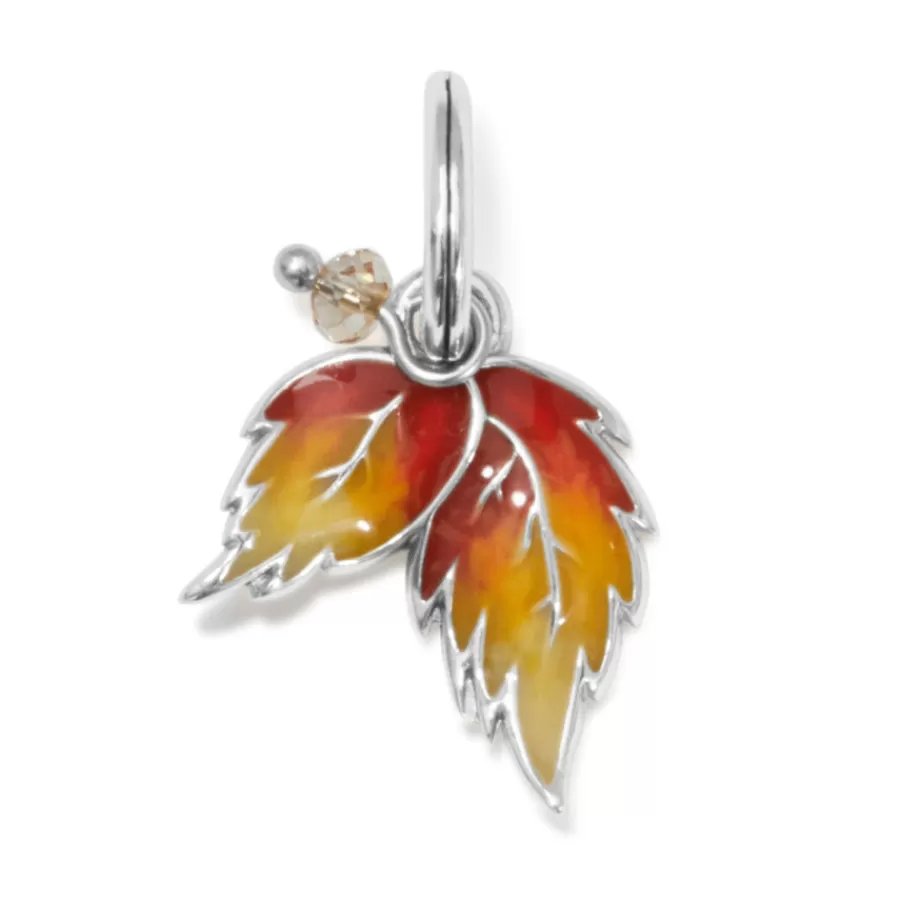 Charms>Brighton Fall Leaves Charm Silver-Yellow