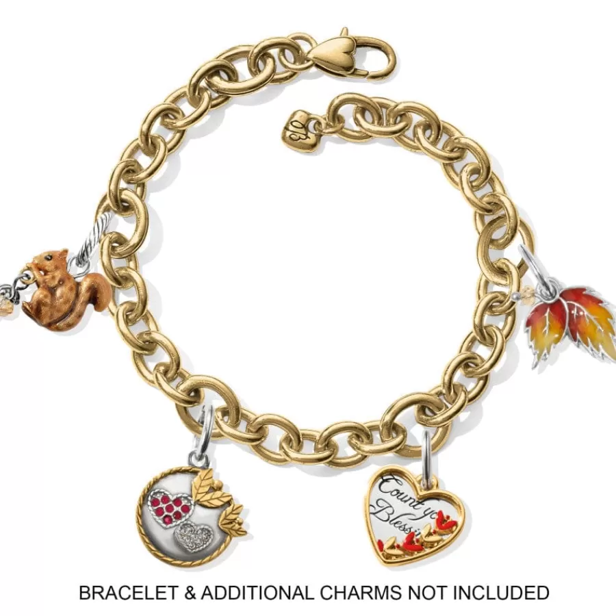 Charms>Brighton Fall Leaves Charm Silver-Yellow