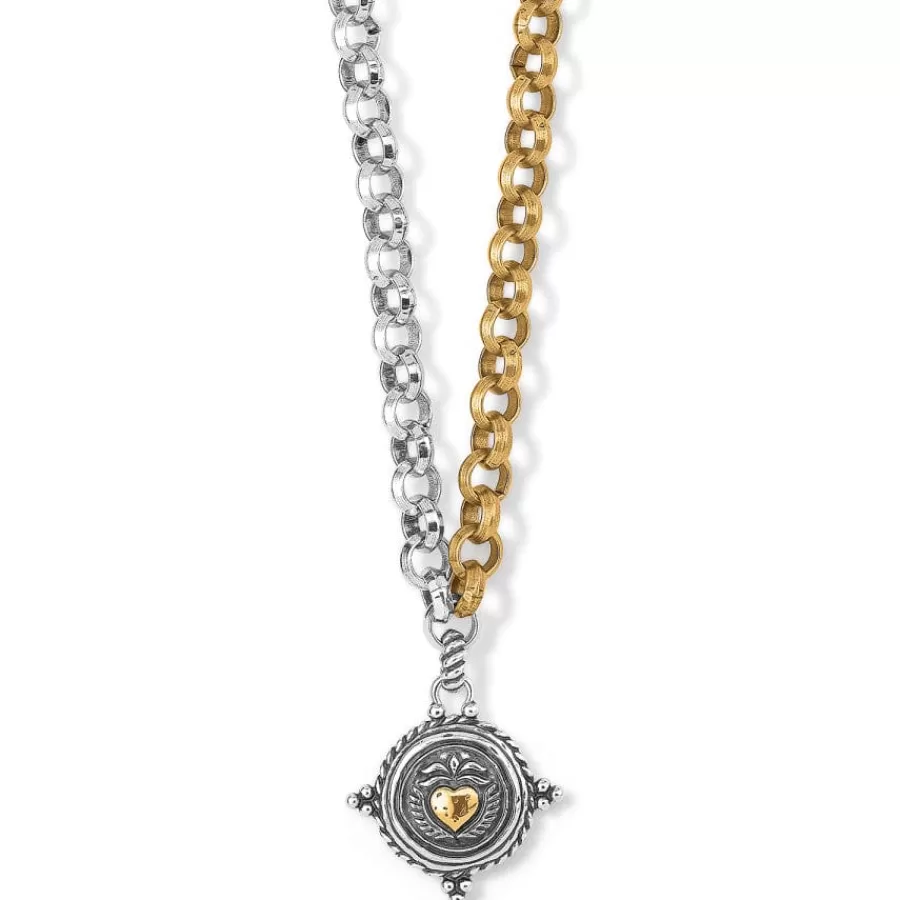 Necklaces>Brighton Ferrara Virtue Winged Heart Statement Necklace Silver-Gold