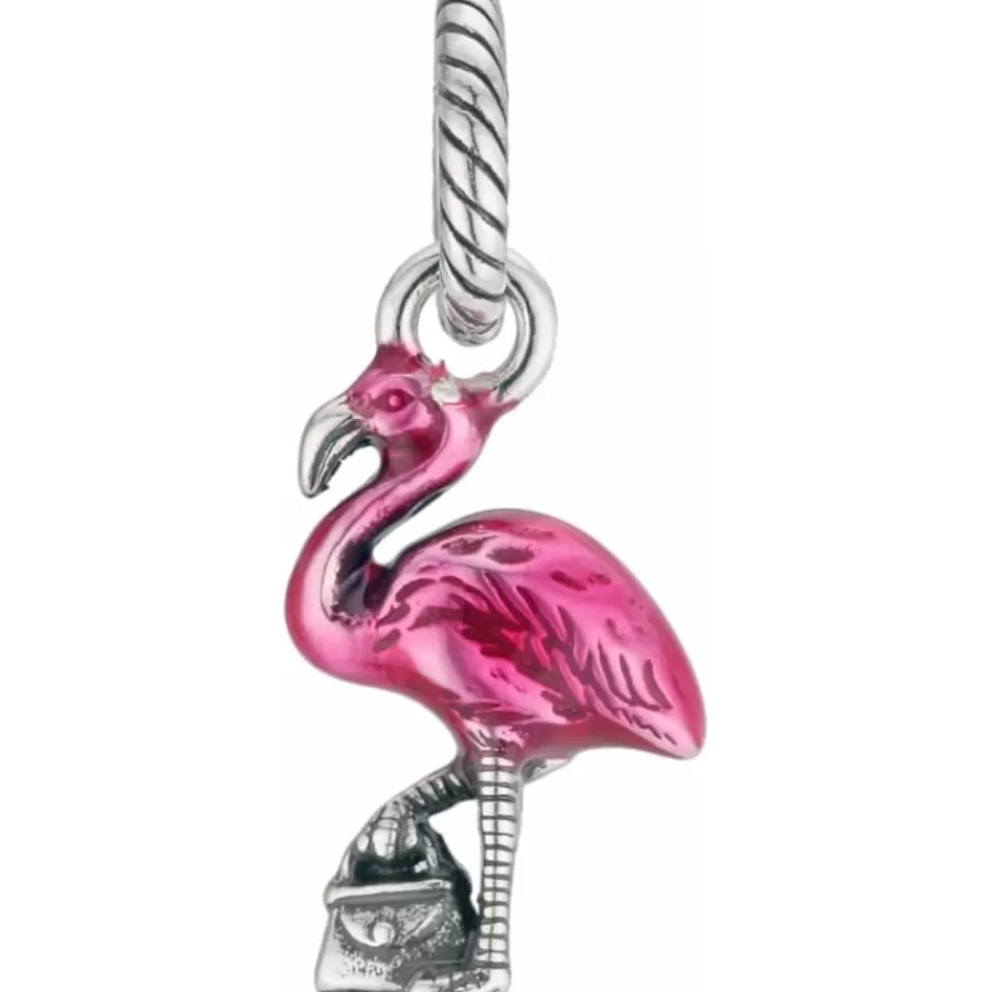 Charms>Brighton Flamingo Charm Silver-Pink