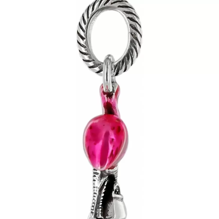 Charms>Brighton Flamingo Charm Silver-Pink