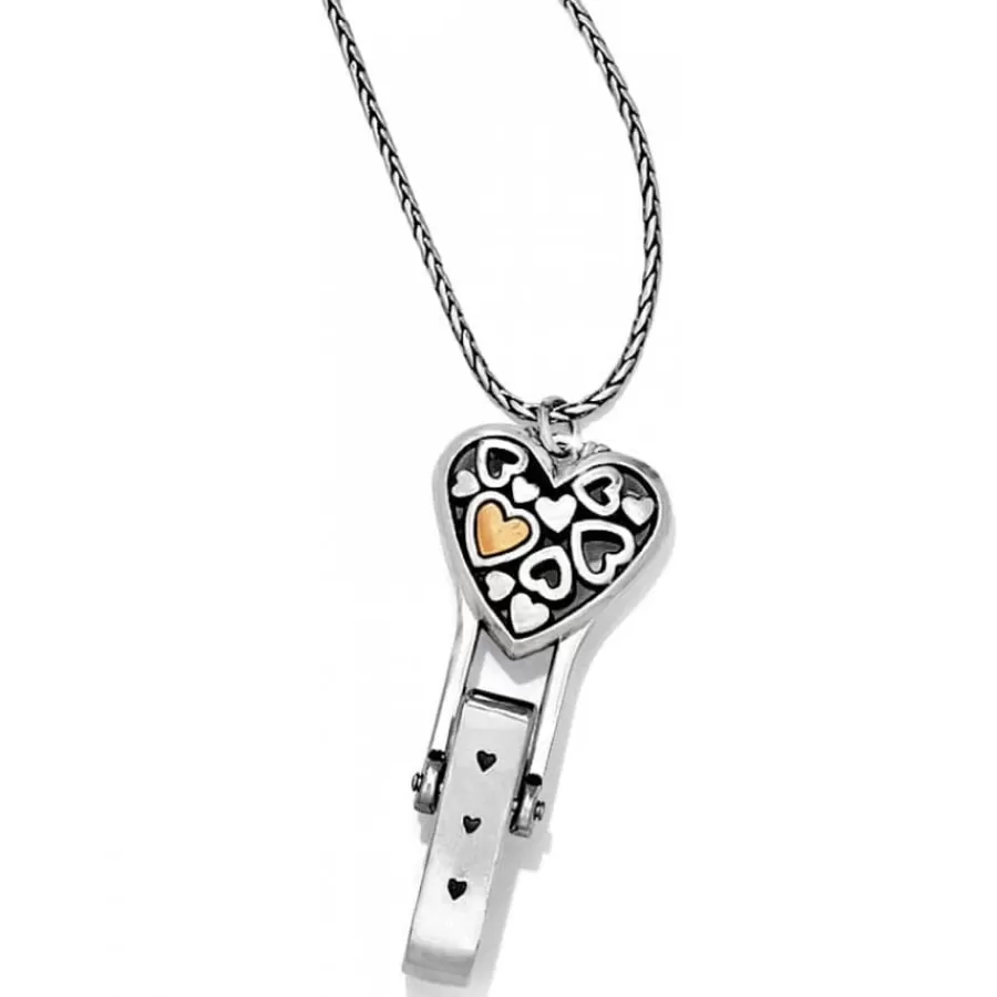 Necklaces | Badge & Id Clips>Brighton Floating Heart Badge Clip Necklace Silver-Gold