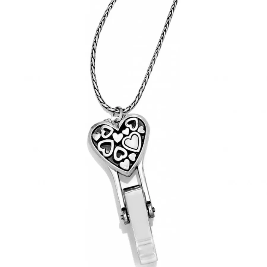 Necklaces | Badge & Id Clips>Brighton Floating Heart Badge Clip Necklace Silver-Gold