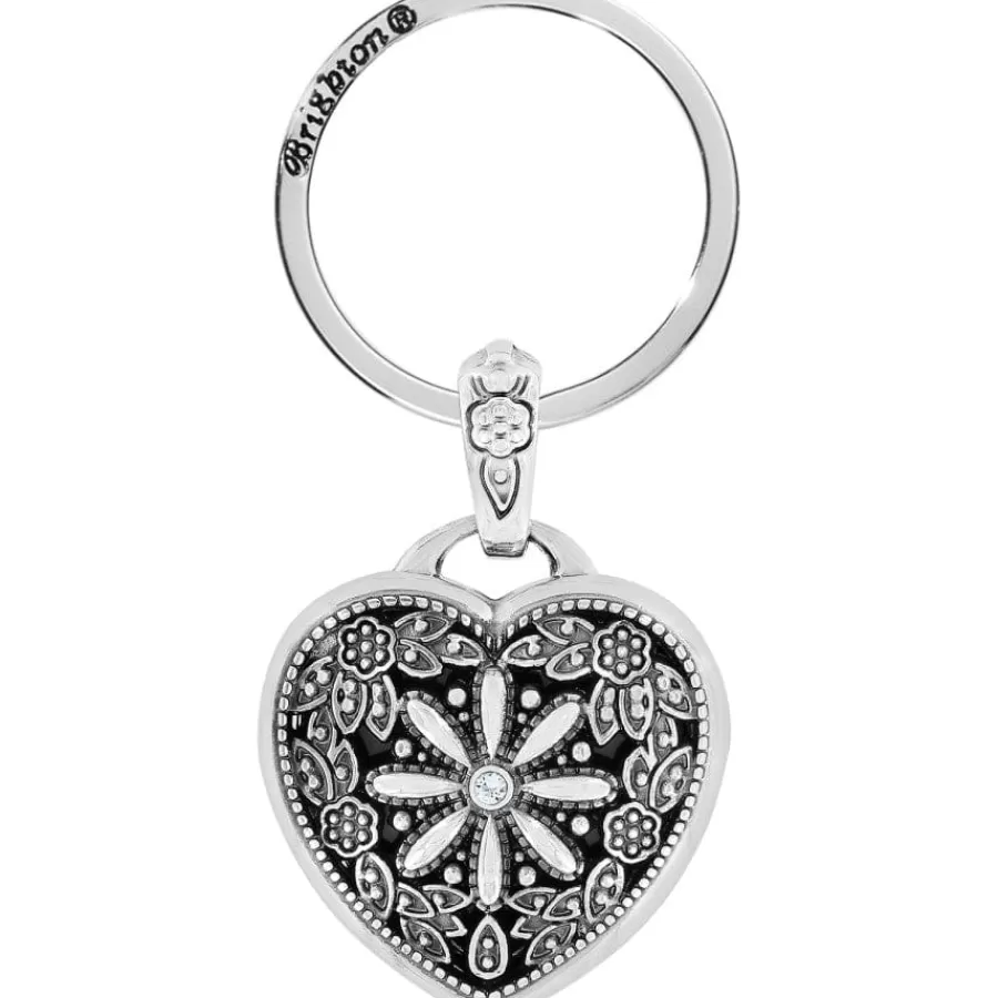 Photo Lockets | Key Fobs>Brighton Floral Heart Key Fob Silver