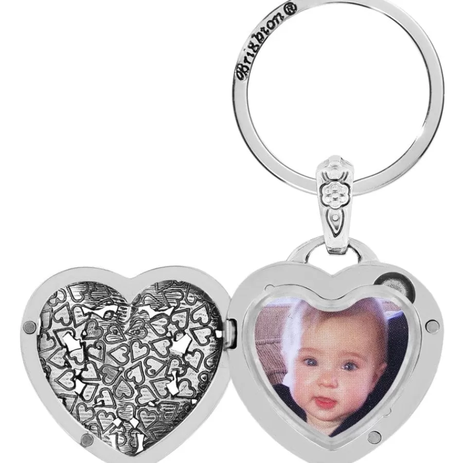 Photo Lockets | Key Fobs>Brighton Floral Heart Key Fob Silver