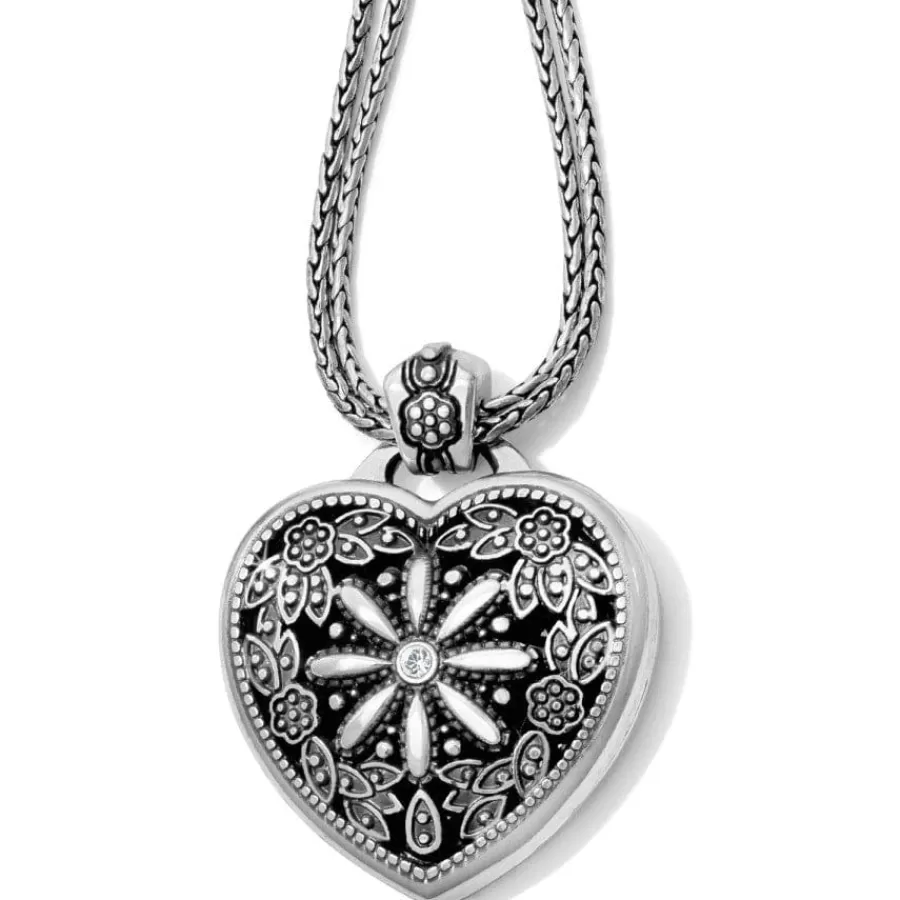 Necklaces | Photo Lockets>Brighton Floral Heart Locket Necklace Silver