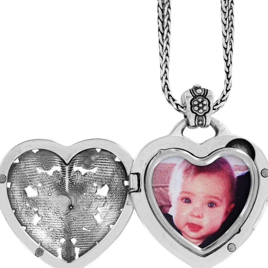 Necklaces | Photo Lockets>Brighton Floral Heart Locket Necklace Silver