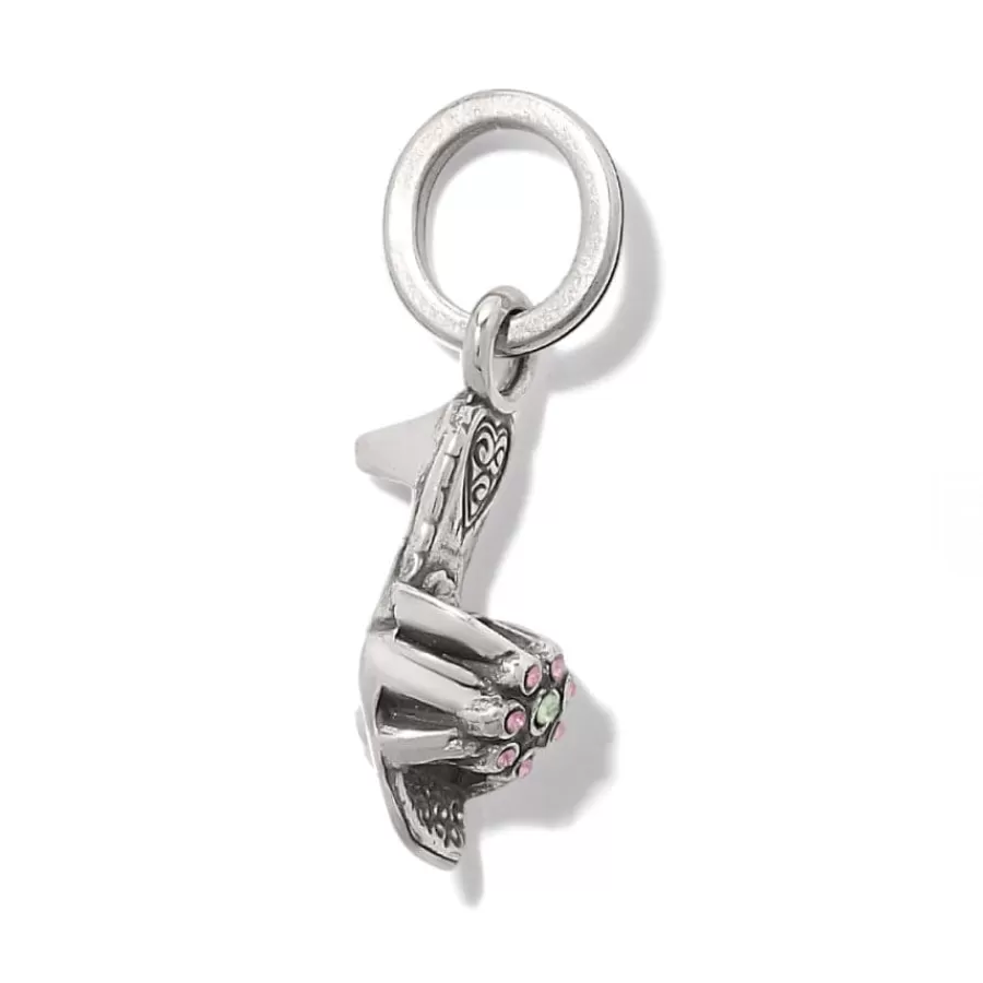 Charms>Brighton Flower Petal Shoe Charm Silver-Pink