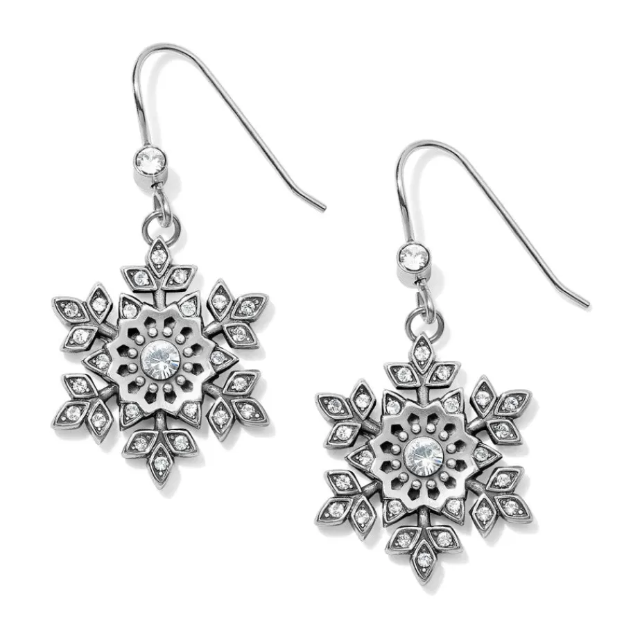 Earrings>Brighton Glint Snowflake French Wire Earrings Silver