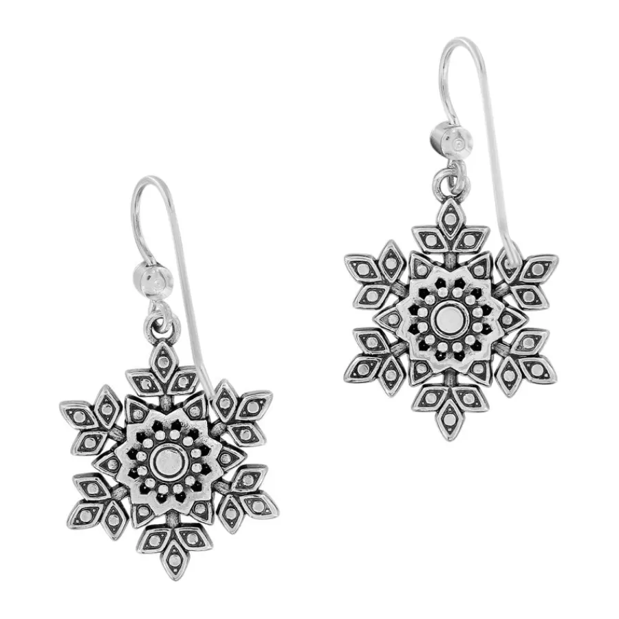 Earrings>Brighton Glint Snowflake French Wire Earrings Silver