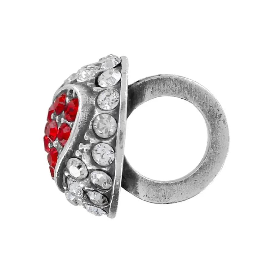 Charms | Beads & Spacers>Brighton Glitter Hearts Ring Bead Silver-Red