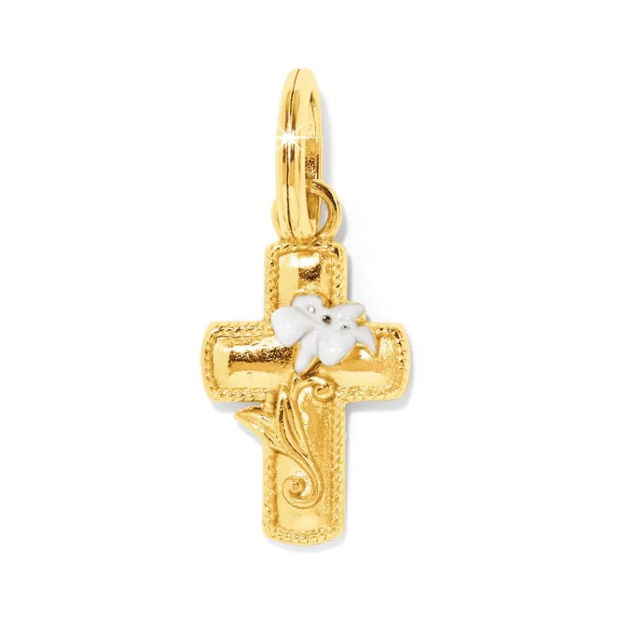 Charms>Brighton Easter Lily Cross Charm Gold