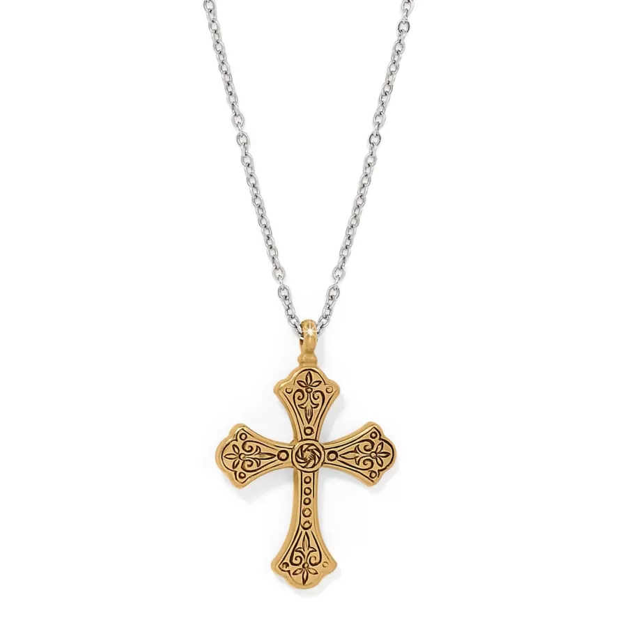 Necklaces>Brighton Good Shephard Cross Necklace Silver-Gold