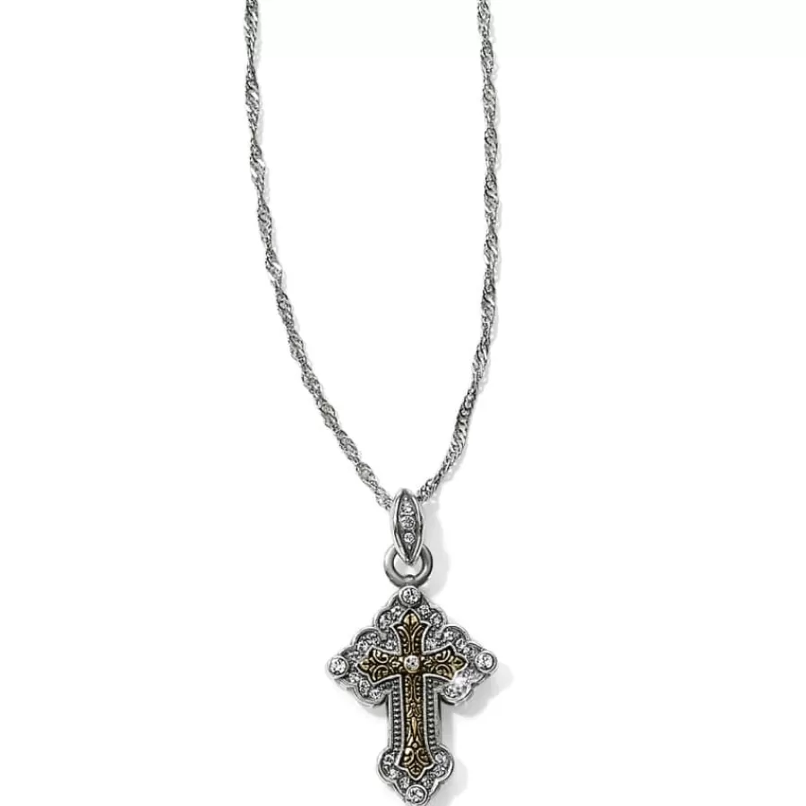 Necklaces>Brighton Greek Petite Cross Necklace Silver-Gold