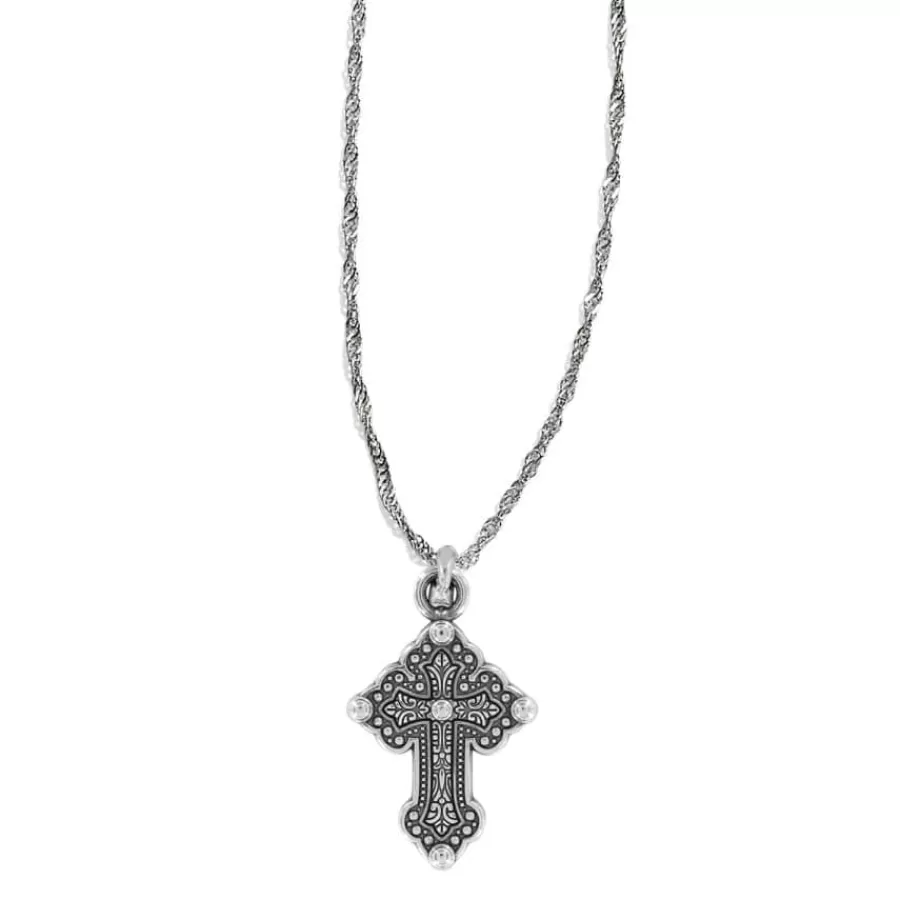 Necklaces>Brighton Greek Petite Cross Necklace Silver-Gold