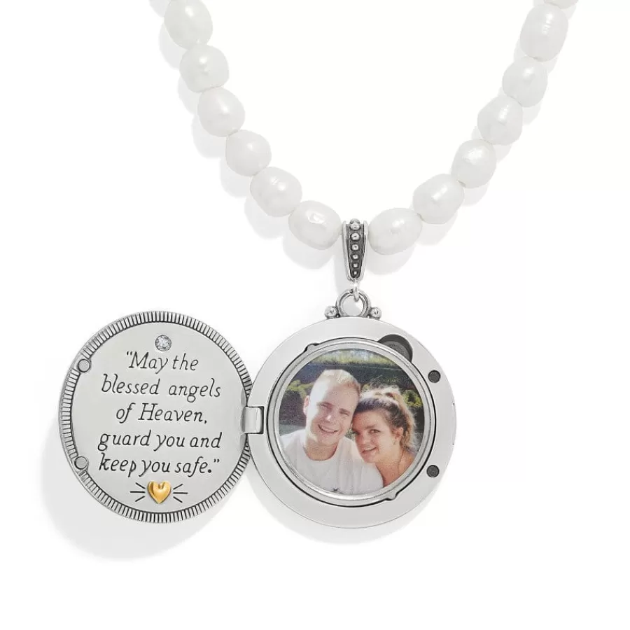 Necklaces | Photo Lockets>Brighton Guardian Angel Locket Necklace Silver-Pearl