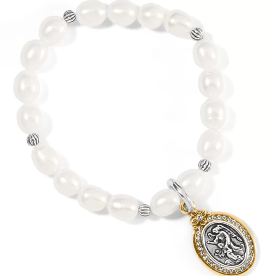 Bracelets>Brighton Guardian Angel Pearl Stretch Bracelet Silver-Pearl