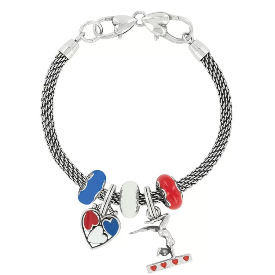 Ready-To-Wear Charm Sets>Brighton Gymastics Love Charm Bracelet Red-White-Blue