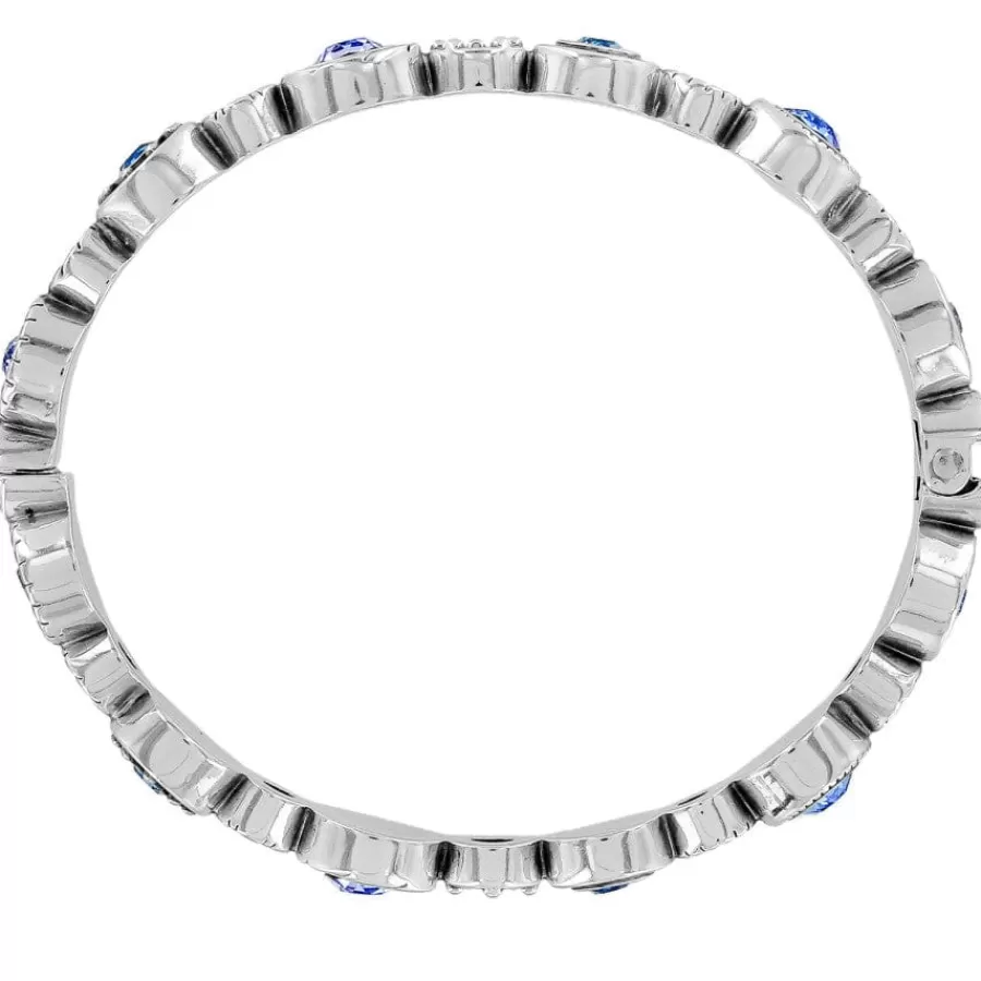 Bracelets>Brighton Halo Burst Hinged Bangle Silver-Tanzanite