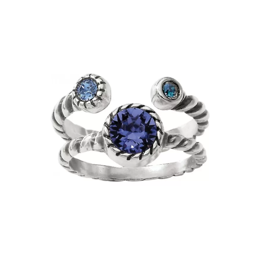 Rings>Brighton Halo Duo Ring Silver-Tanzanite