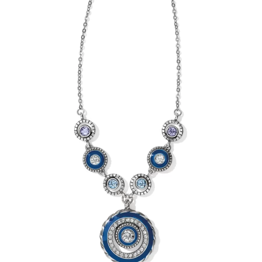 Necklaces>Brighton Halo Eclipse Necklace Silver-Blue