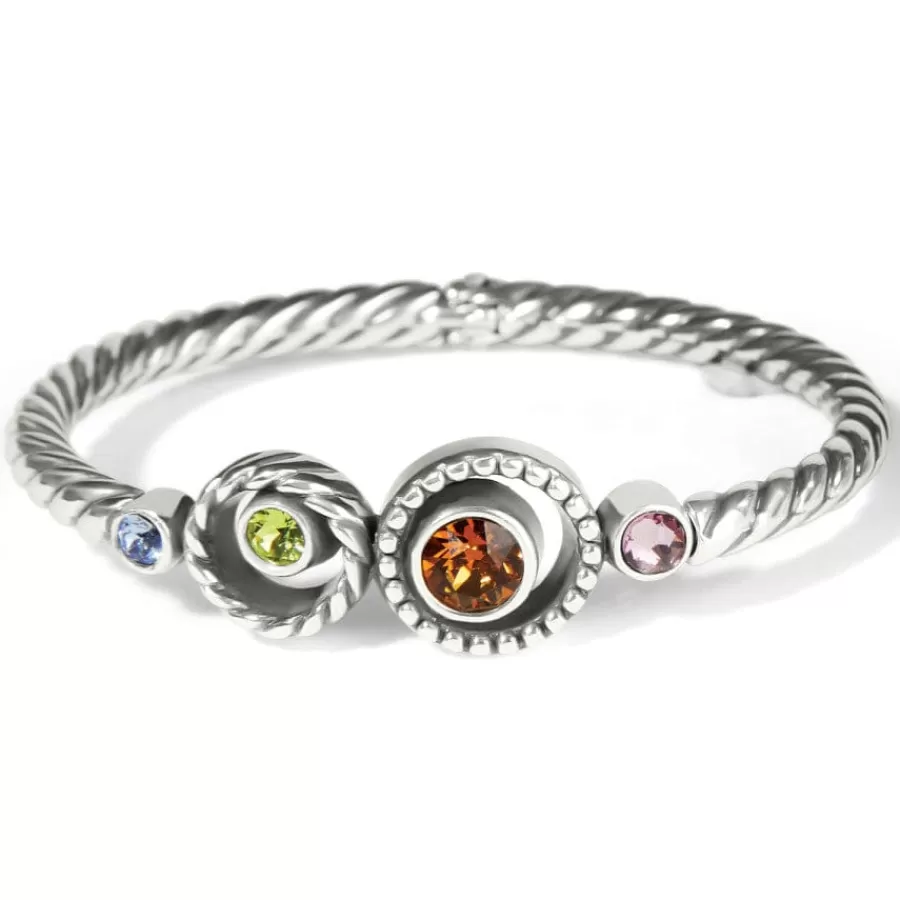 Bracelets>Brighton Halo Gems Hinged Bangle Silver-Multi