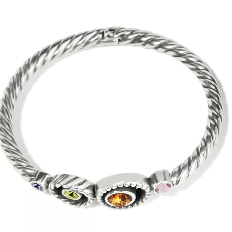 Bracelets>Brighton Halo Gems Hinged Bangle Silver-Multi