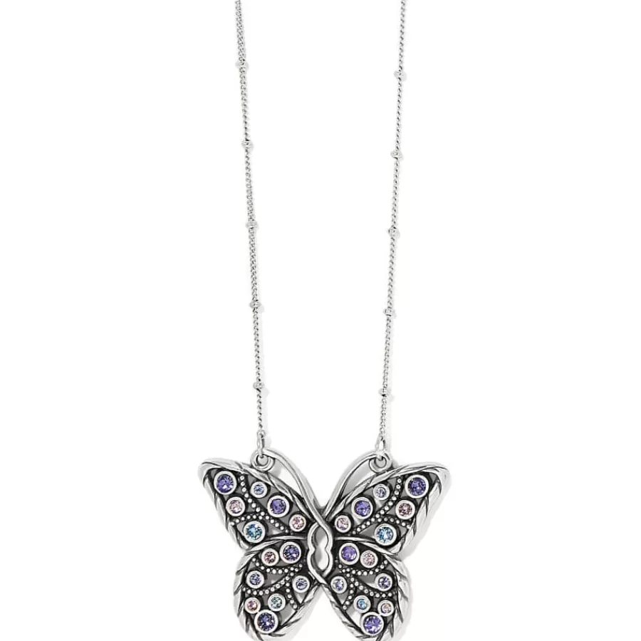 Necklaces>Brighton Halo Gems Monarch Butterfly Necklace Silver-Tanzanite