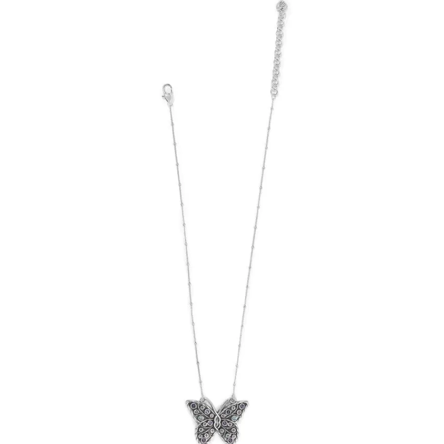 Necklaces>Brighton Halo Gems Monarch Butterfly Necklace Silver-Tanzanite