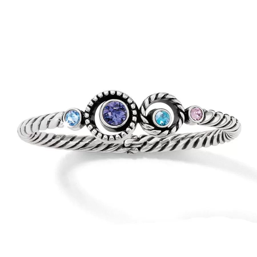 Bracelets>Brighton Halo Hinged Bangle Silver-Tanzanite