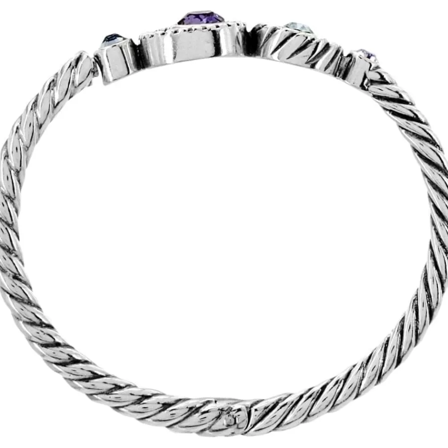 Bracelets>Brighton Halo Hinged Bangle Silver-Tanzanite