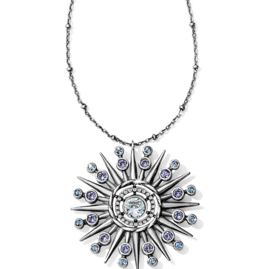 Necklaces>Brighton Halo Ice Radiate Necklace Silver-Tanzanite