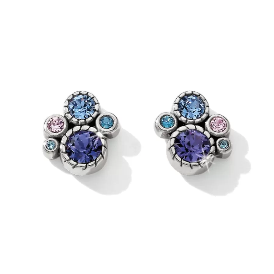 Earrings>Brighton Halo Post Earrings Silver-Tanzanite