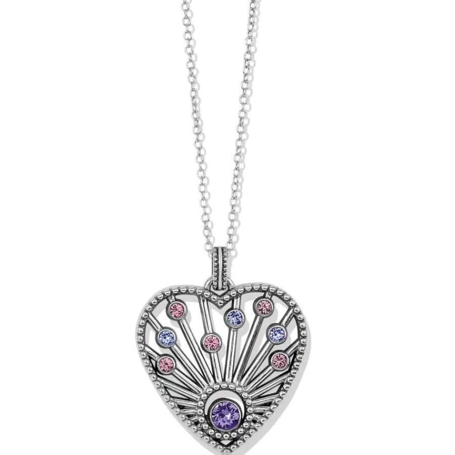 Necklaces>Brighton Halo Radiance Heart Necklace Silver-Multi