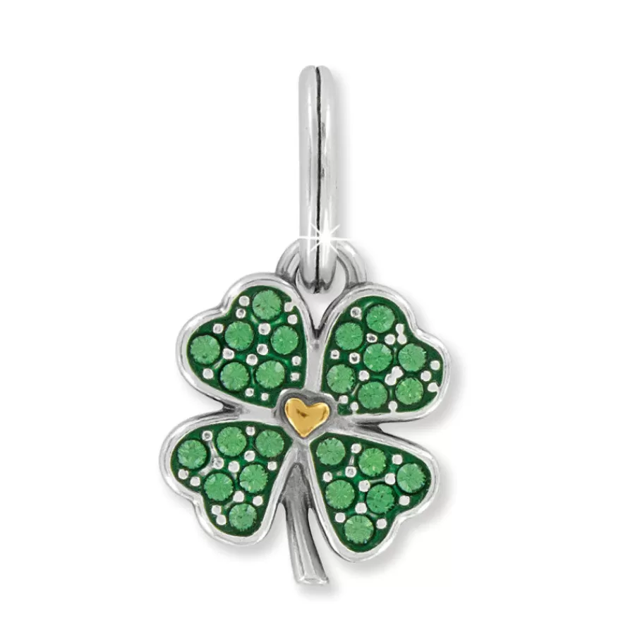 Charms>Brighton Heart Leaf Clover Charm Silver-Green