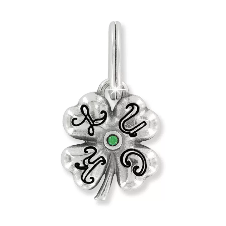 Charms>Brighton Heart Leaf Clover Charm Silver-Green