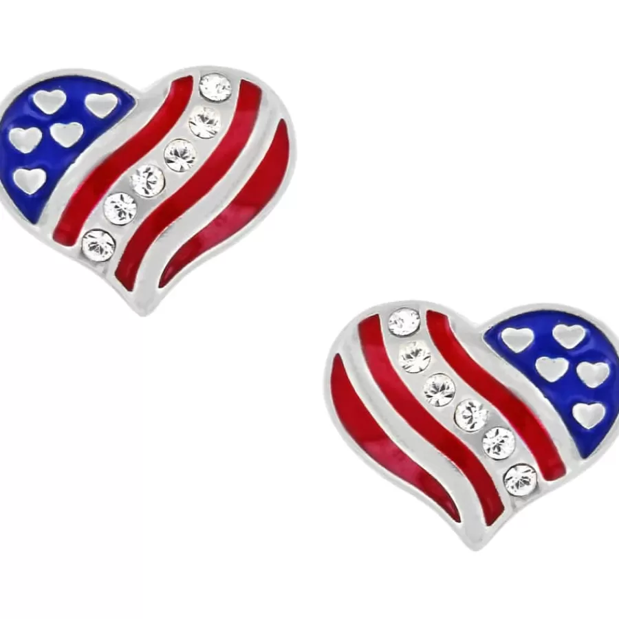 Earrings>Brighton Hearts and Stripes Mini Post Earrings Silver