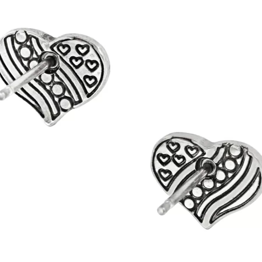 Earrings>Brighton Hearts and Stripes Mini Post Earrings Silver