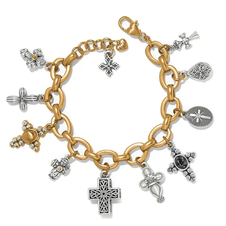 Bracelets>Brighton Heavenly Cross Charm Bracelet Silver-Gold