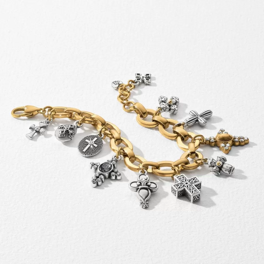 Bracelets>Brighton Heavenly Cross Charm Bracelet Silver-Gold