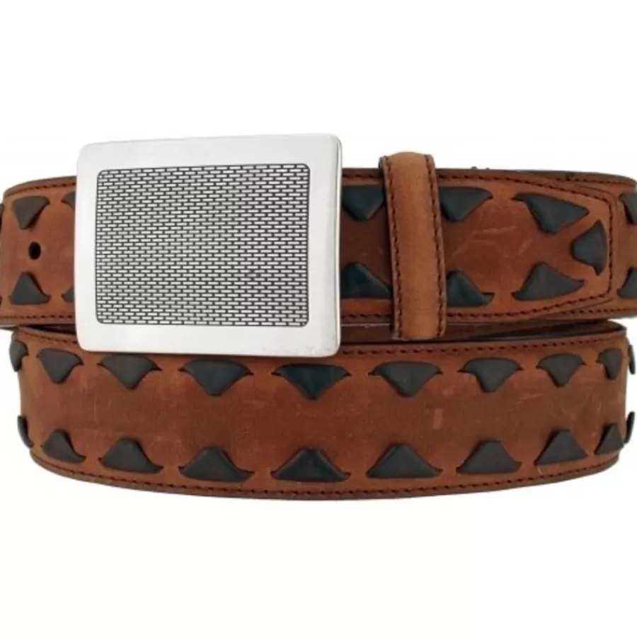 Men'S Belts & Wallets>Brighton Highlands Mesh Plaque Belt AgedBark