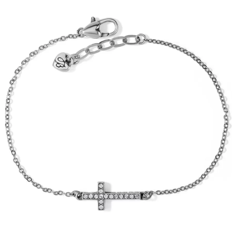 Anklets>Brighton Inner Shine Cross Anklet Silver