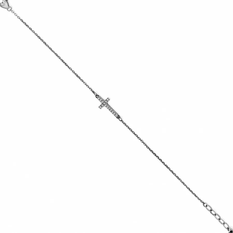 Anklets>Brighton Inner Shine Cross Anklet Silver