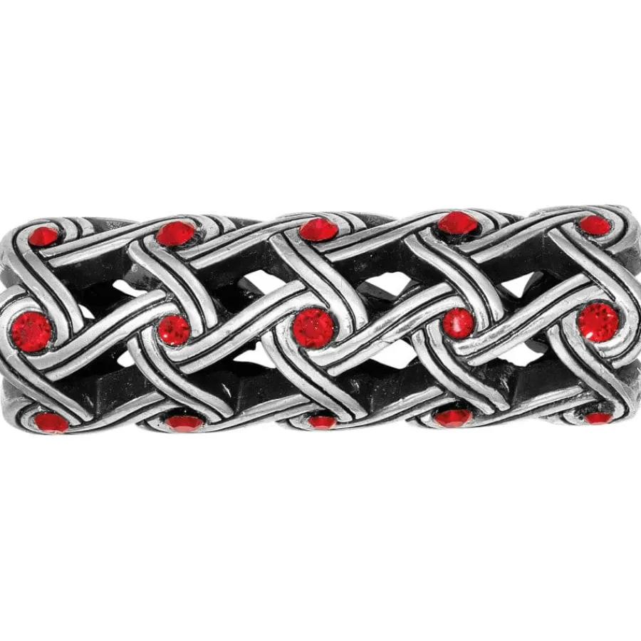 Beads & Spacers>Brighton Interlace Long Bead Silver-Red