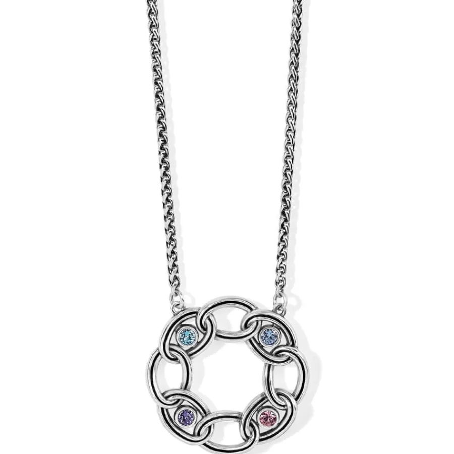 Necklaces>Brighton Interlok Chain Stone Ring Necklace Silver-Multi