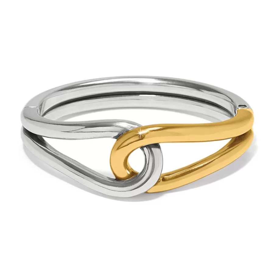 Bracelets>Brighton Interlok Curve Two Tone Hinge Bangle Silver-Gold