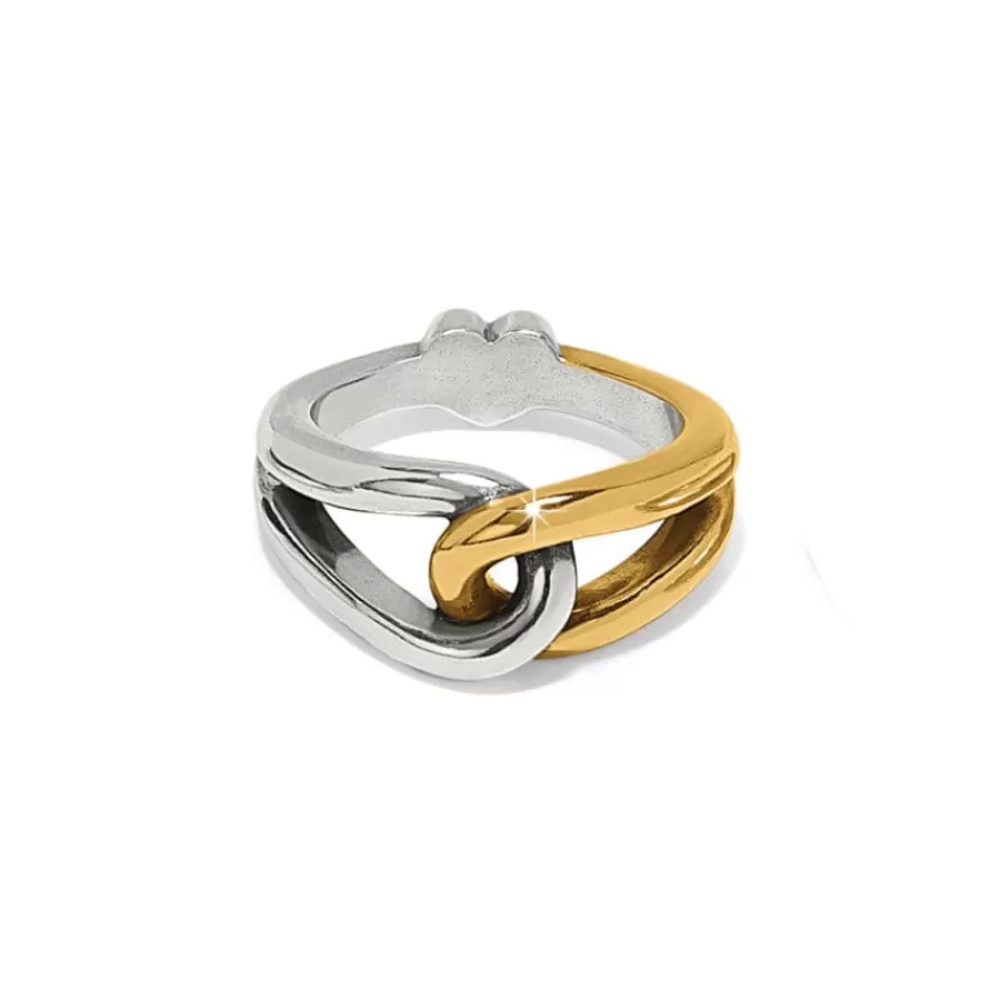 Rings>Brighton Interlok Curve Two Tone Ring Silver-Gold