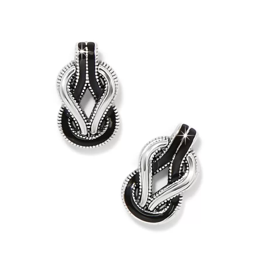 Earrings>Brighton Interlok Harmony Black Post Earrings Silver-Black