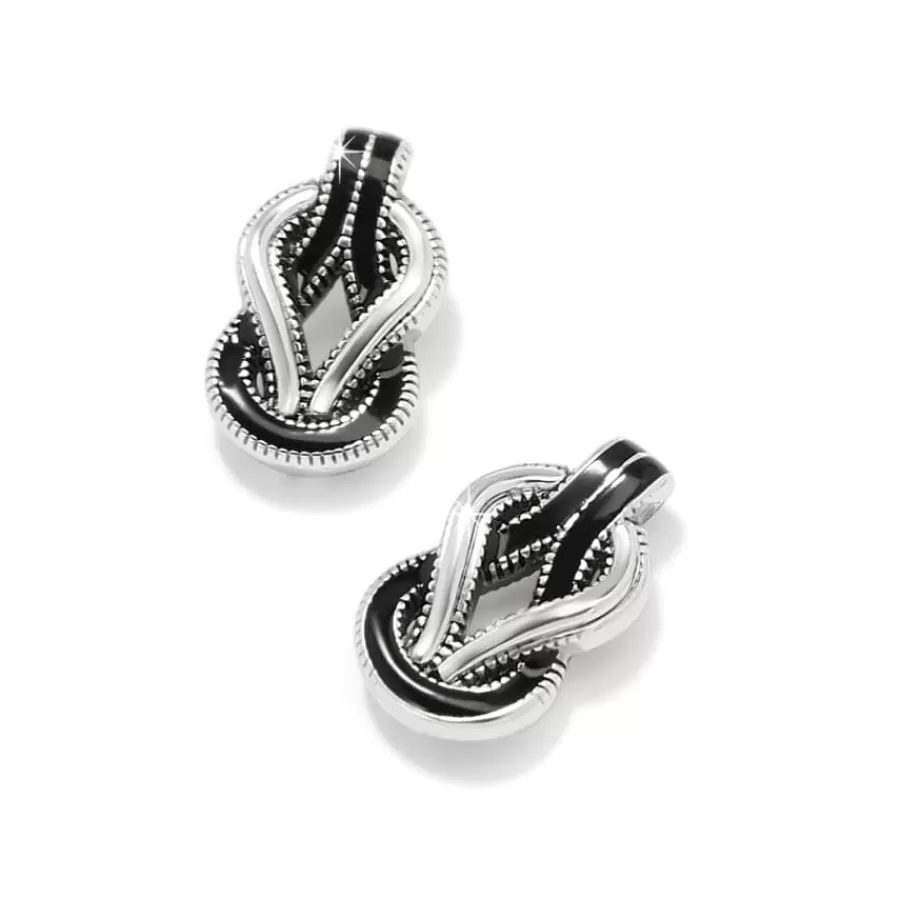 Earrings>Brighton Interlok Harmony Black Post Earrings Silver-Black