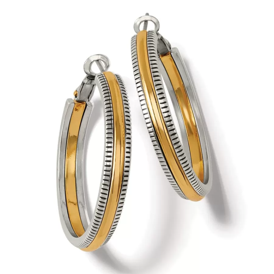 Earrings>Brighton Interlok Heirloom Hoop Earrings Gold-Silver